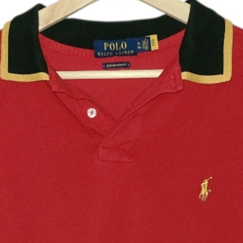 Polo By Ralph Lauren Short Sleeve Polo Shirt Red Yellow Embroidered Sleeve Logo - Picture 4 of 17
